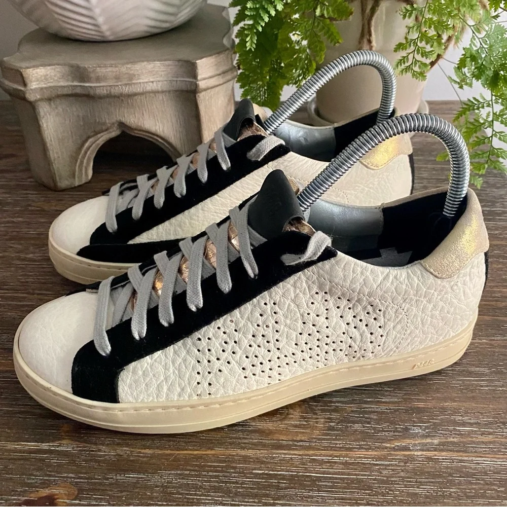 P448 John Delhisil Sneakers Lace Up Low Top Leather Shoes Women’s EU 37 /‎ US 7